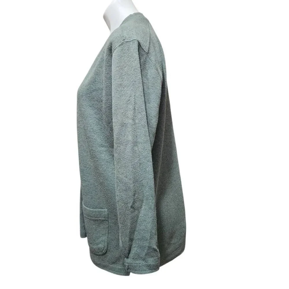 Liz Claiborne Liz & Co green tunic sweater lagenlook pockets cotton medium‎